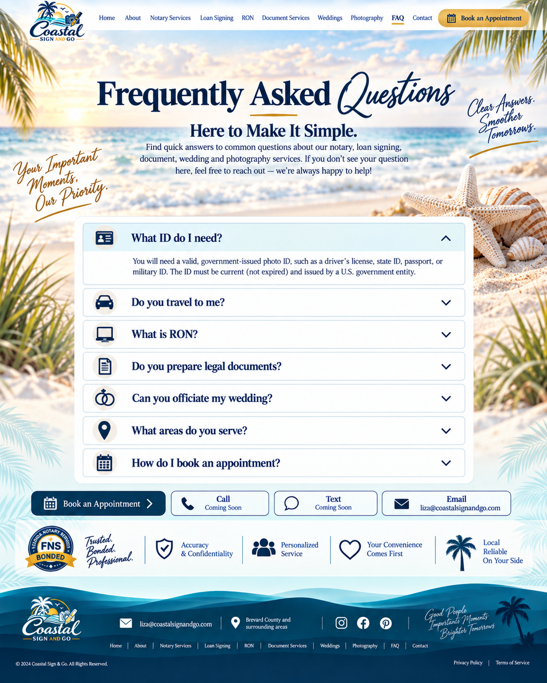 FAQ page for Coastal Sign & Go