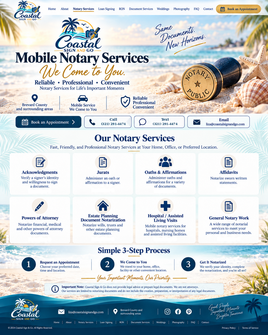 Notary Services page for Coastal Sign & Go